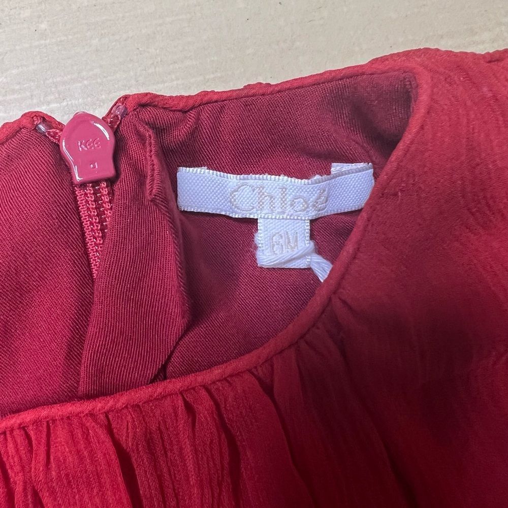 Chloé Red Dress with Goldtone Accents - Picture 4 of 10